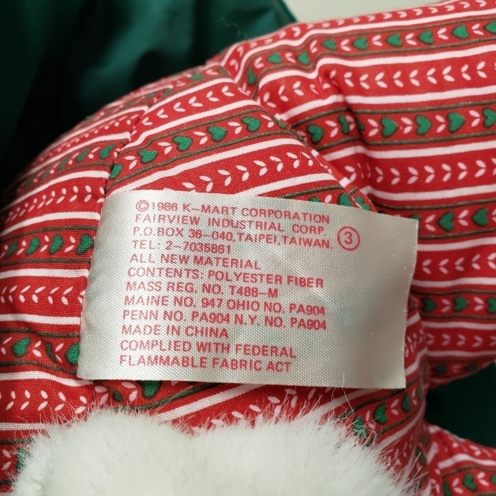 Kmart 16" Christmas Holiday Sis Teddy Bear 1992 Vintage Stuffed Animal Plush - Picture 5 of 8